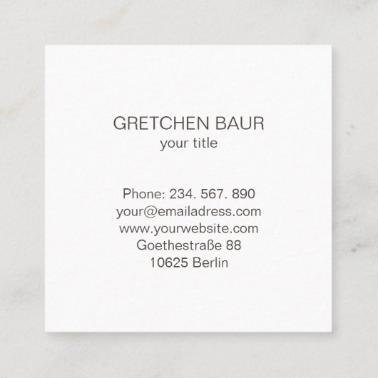 Moderne minimale beige huidskleur vierkante visitekaartje (Achterkant)