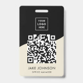 Moderne minimale beige medewerker QR-code-badge Badge (Achterkant)