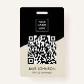 Moderne minimale beige medewerker QR-code-badge Badge (Achterkant)