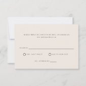 Moderne minimale Beige Script bruiloft RSVP Kaartje (Achterkant)