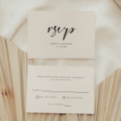 Moderne minimale Beige Script bruiloft RSVP Kaartje
