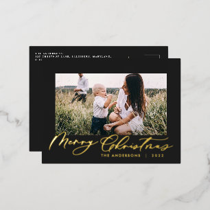 Moderne minimale beplanting 1 foto script elegant folie feestdagen briefkaart