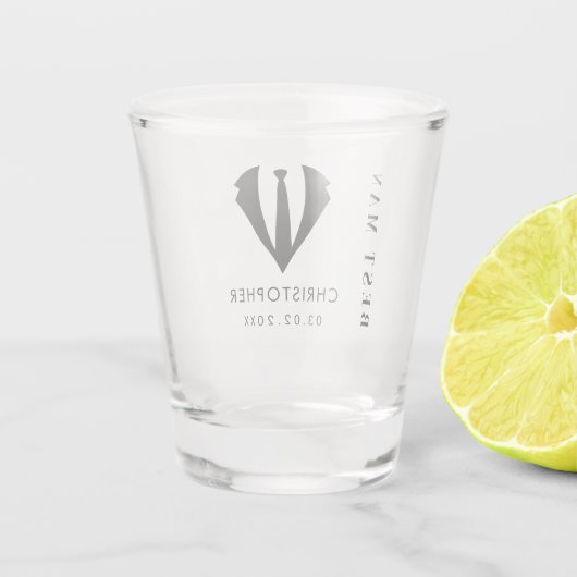 Moderne minimale beste man naam bruiloft cadeau shot glas (Achterkant)