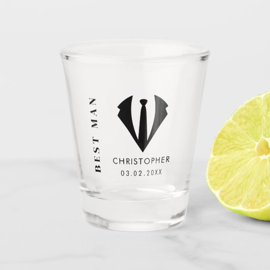 Moderne minimale beste man naam bruiloft cadeau shot glas (Voorkant)