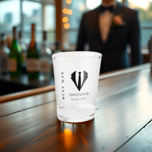 Moderne minimale beste man naam bruiloft cadeau shot glas