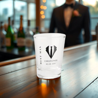 Moderne minimale beste man naam bruiloft cadeau shot glas