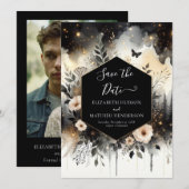 Moderne minimale betoverde bos bruiloft save the date (Voorkant / Achterkant)