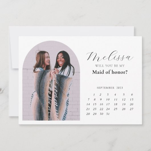 Moderne minimale bijgeleverde bridesmaïde Kaart (Voorkant)