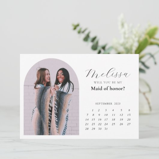 Moderne minimale bijgeleverde bridesmaïde Kaart (Staand voorkant)