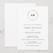 Moderne minimale binding van de knoop Monogram bru Kaart (Voorkant / Achterkant)