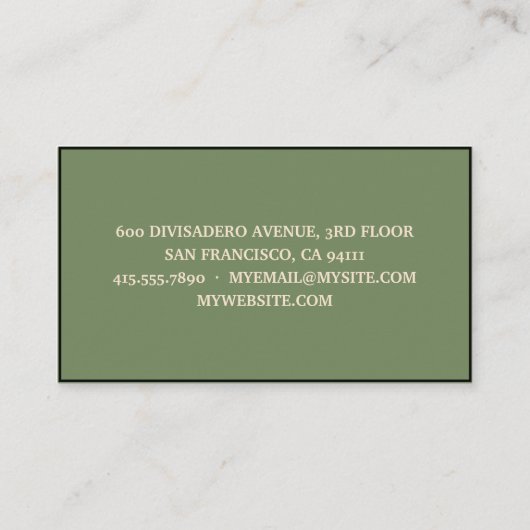 Moderne, minimale biologische voeding visitekaartje (Achterkant)