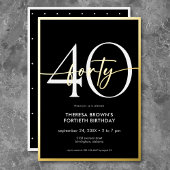 Moderne minimale Black Gold Script Verjaardag Folie Uitnodiging