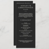 Moderne minimale Black Noir bruiloft ceremonie Programmakaart (Voorkant / Achterkant)
