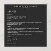 Moderne minimale Black Noir bruiloft receptie Menu (Voorkant)