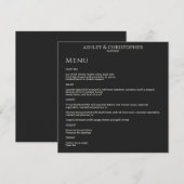 Moderne minimale Black Noir bruiloft receptie Menu (Voorkant / Achterkant)