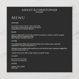 Moderne minimale Black Noir bruiloft receptie Menu