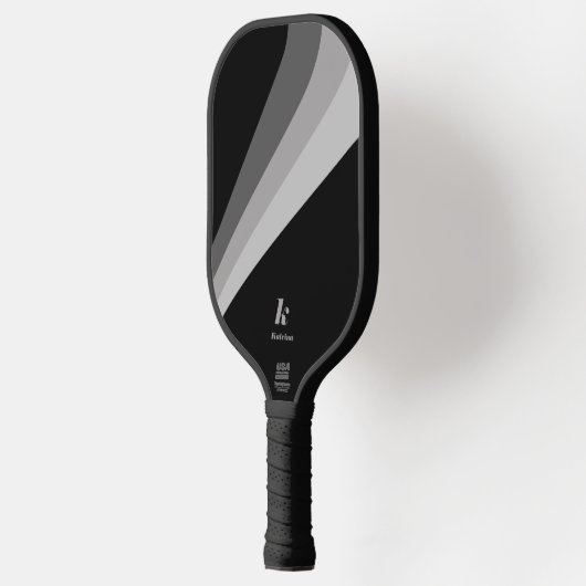 Moderne minimale Black Wave aangepaste naam Pickleball Paddle (Links)