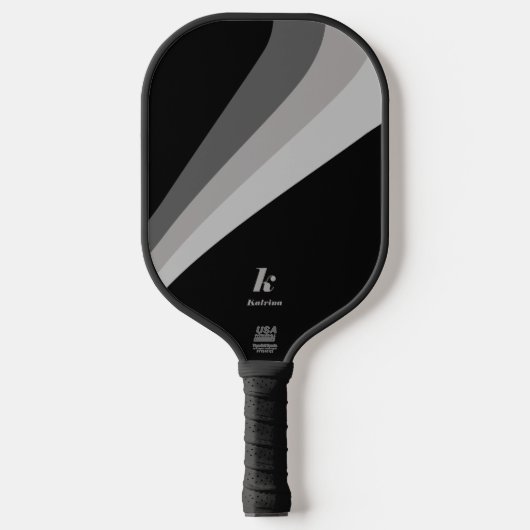 Moderne minimale Black Wave aangepaste naam Pickleball Paddle (Voorkant)
