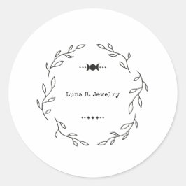 Moderne minimale Black & White Forest Maan Ronde Sticker