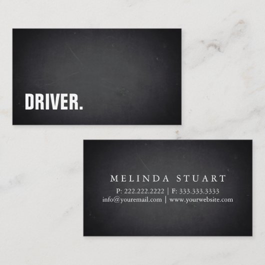 Moderne, minimale Blackboard DRIVER Professional Visitekaartje (Voorkant / Achterkant)