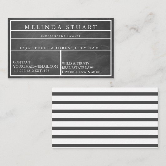 Moderne, minimale Blackboard Professional-bedrijve Visitekaartje (Voorkant / Achterkant)