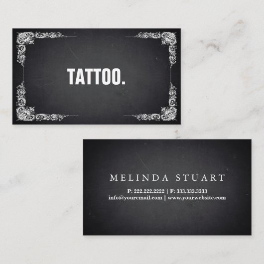 Moderne, minimale Blackboard Tattoo Professional B Visitekaartje (Voorkant / Achterkant)