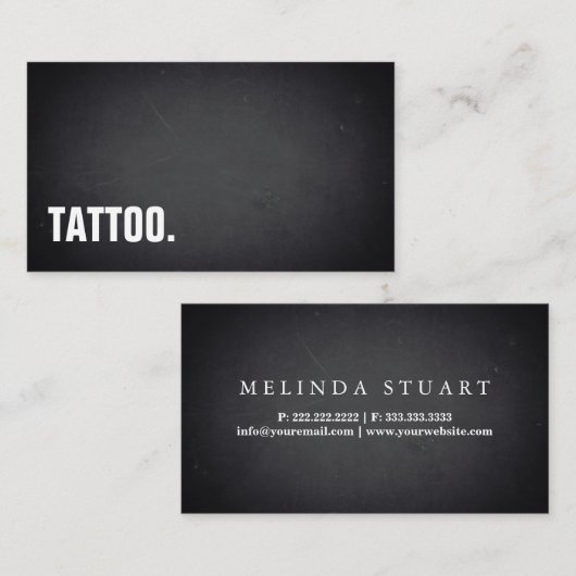 Moderne, minimale Blackboard Tattoo Professional Visitekaartje (Voorkant / Achterkant)