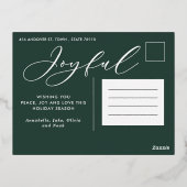 Moderne minimale blad 1 foto script elegant folie folie feestdagen briefkaart (Achterkant)