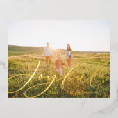 Moderne minimale blad 1 foto script elegant folie folie feestdagen briefkaart (Voorkant)