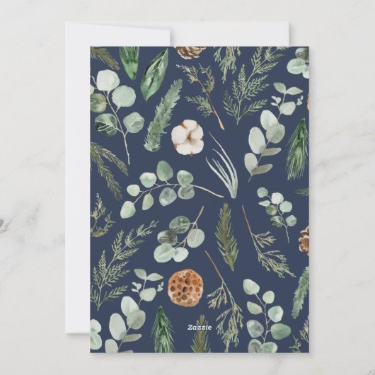 Moderne, minimale bladblaasjes met blauw kerstfees feestdagenkaart (Achterkant)