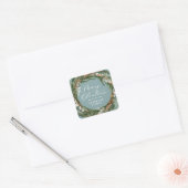 Moderne, minimale bladblaasjes met blauw kerstfees vierkante sticker (Envelop)