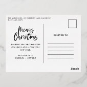 Moderne, minimale bladbladerelegante foto Kerstmis Folie Feestdagen Briefkaart (Achterkant)