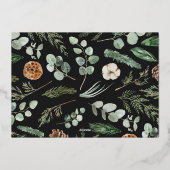 Moderne, minimale bladbladfotoscript elegant zwart folie feestdagenkaart (Achterkant)