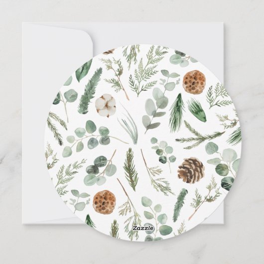 Moderne minimale bladercapaciteit met feestelijke feestdagenkaart (Achterkant)