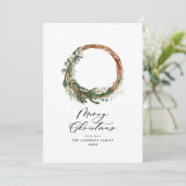 Moderne minimale bladercapaciteit met feestelijke  feestdagenkaart (Staand voorkant)