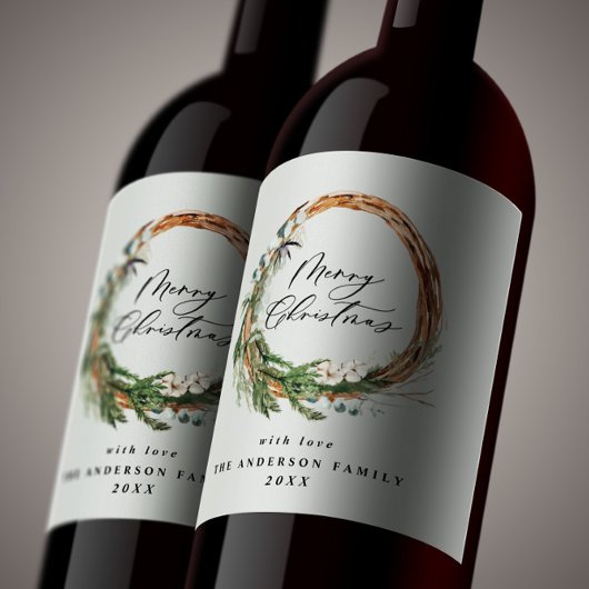 Moderne minimale bladercapaciteit met feestelijke wijn etiket