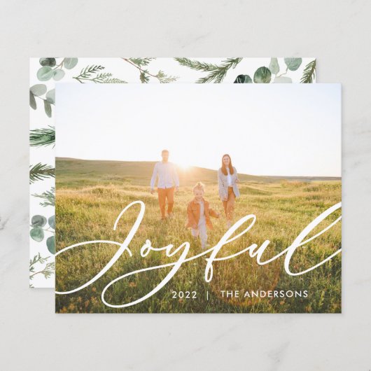 Moderne minimale bladergrootte 1-fotoscript elegan (Voorkant / Achterkant)