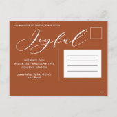 Moderne minimale bladergrootte 1-fotoscript elegan feestdagenkaart (Achterkant)