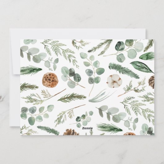 Moderne minimale bladergrootte 1-fotoscript elegan feestdagenkaart (Achterkant)