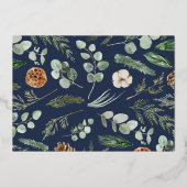 Moderne minimale bladervulling foto script elegant folie feestdagenkaart (Achterkant)