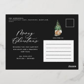 Moderne minimale bladgroene 1 foto script elegant folie feestdagen briefkaart (Achterkant)