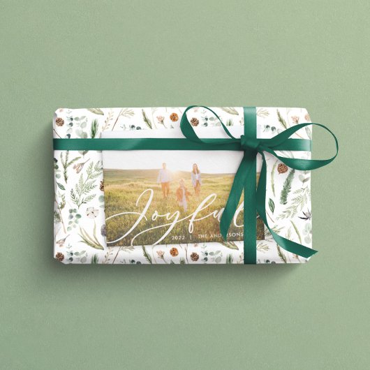 Moderne minimale bladgroente 1 foto script elegant feestdagenkaart