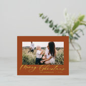 Moderne minimale bladzijden 1, elegante roestkrach folie feestdagen briefkaart (Staand Voorkant)