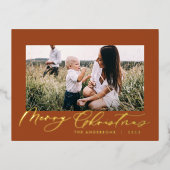 Moderne minimale bladzijden 1, elegante roestkrach folie feestdagen briefkaart (Voorkant)