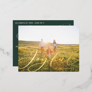 Moderne minimale bladzijden 1 folie met fotoscript folie feestdagen briefkaart