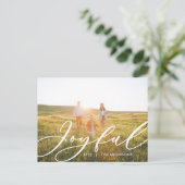 Moderne minimale bladzijden 1-fotoscript elegant h feestdagenkaart (Staand voorkant)