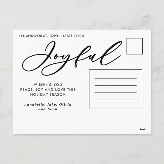 Moderne minimale bladzijden 1-fotoscript elegant h feestdagenkaart (Achterkant)