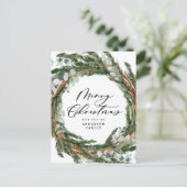 Moderne, minimale bladzijden met kerstmis feestdagenkaart (Staand voorkant)