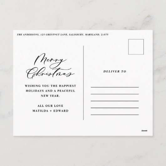 Moderne, minimale bladzijden met kerstmis feestdagenkaart (Achterkant)