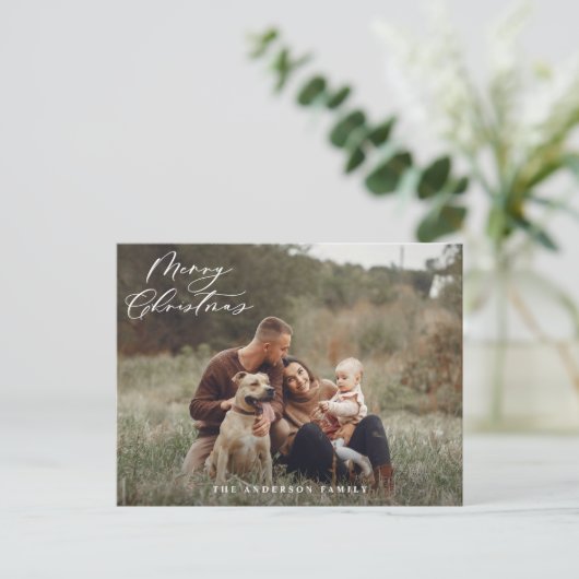 Moderne, minimale bladzijden met kerstmis feestdagenkaart (Staand voorkant)